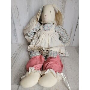 Large vintage Easter rabbit bunny plush stuffed bow apron
